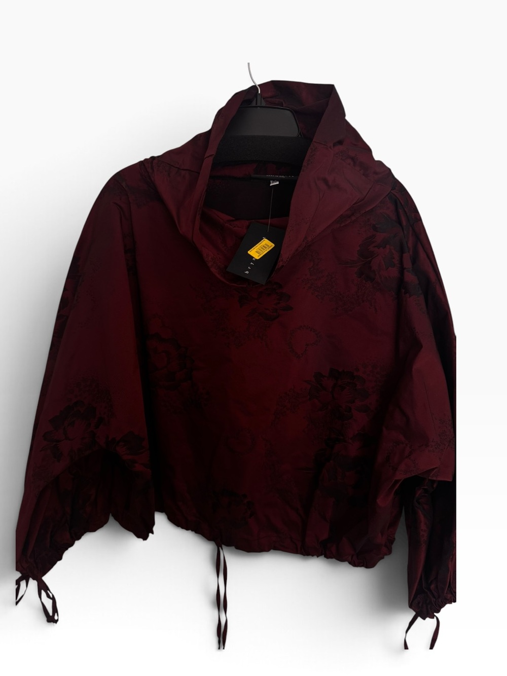 bryn Walker Wine Floral Hooded Bomber Jacket